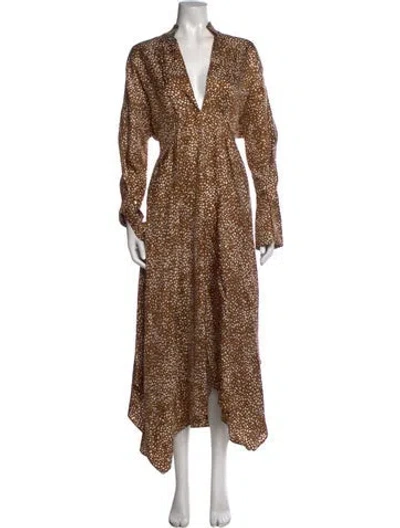 Pre-owned Petar Petrov Silk Long Dress In Brown