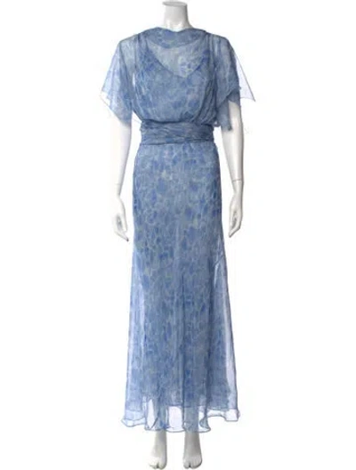 Pre-owned Petar Petrov Silk Long Dress W/ Tags In Blue
