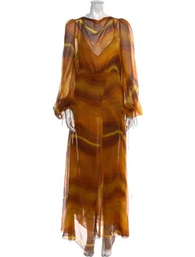 Pre-owned Petar Petrov Silk Long Dress W/ Tags In Orange