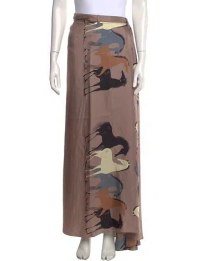 Pre-owned Petar Petrov Silk Long Skirt W/ Tags In Brown
