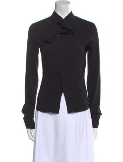 Pre-owned Petar Petrov Silk Long Sleeve Button-up Top In Black