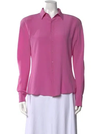 Pre-owned Petar Petrov Silk Long Sleeve Button-up Top In Pink