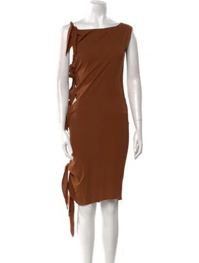 Pre-owned Petar Petrov Silk Midi Length Dress In Brown