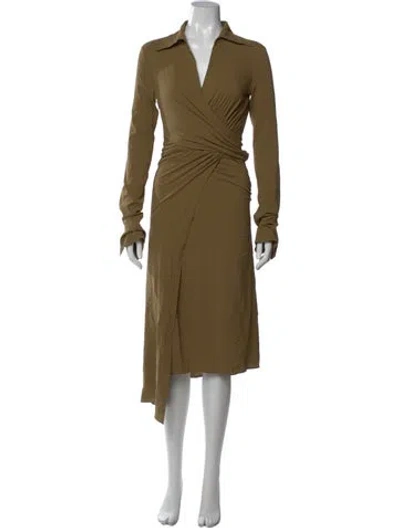 Pre-owned Petar Petrov Silk Midi Length Dress In Green