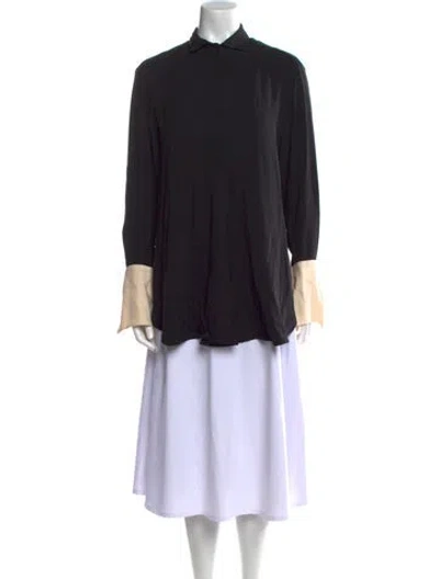 Pre-owned Petar Petrov Silk Mock Neck Tunic In Black