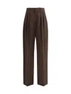 Petar Petrov Flowing High Waist Silk Trousers In Dark Brown