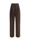 Petar Petrov Flowing High Waist Silk Trousers In Dark Brown