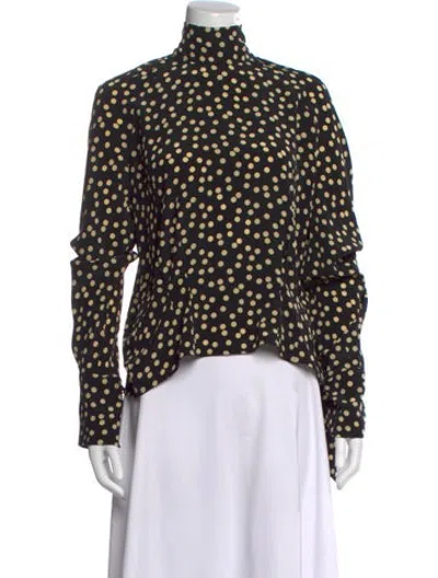 Pre-owned Petar Petrov Silk Polka Dot Print Blouse In Black