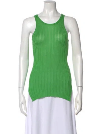 Pre-owned Petar Petrov Silk Scoop Neck Sweater In Green