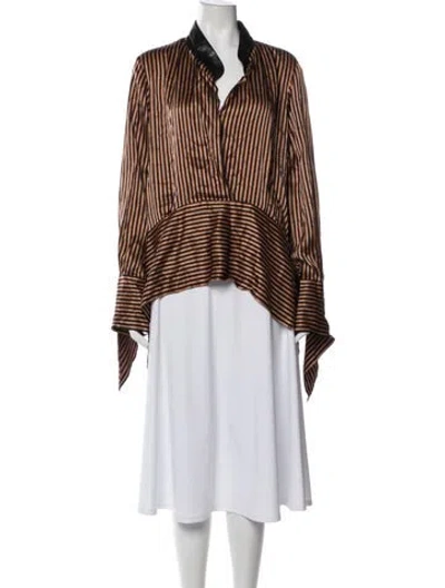 Pre-owned Petar Petrov Silk Striped Blouse In Neutral