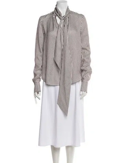 Pre-owned Petar Petrov Silk Striped Blouse W/ Tags In Brown