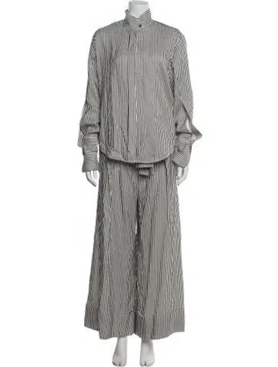 Pre-owned Petar Petrov Silk Striped Pant Set In White