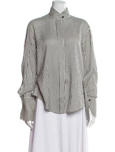 Pre-owned Petar Petrov Silk Striped Top In Neutral