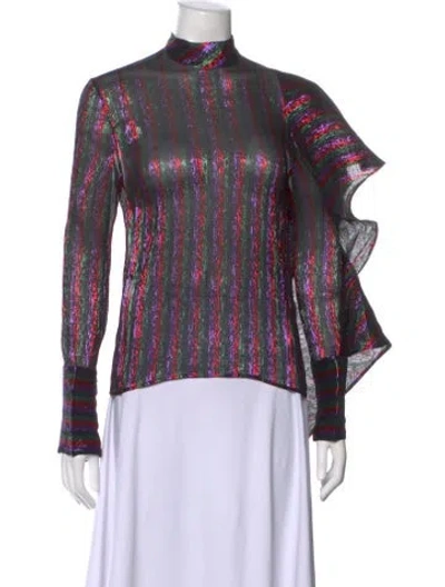 Pre-owned Petar Petrov Silk Striped Top W/ Tags In Multi