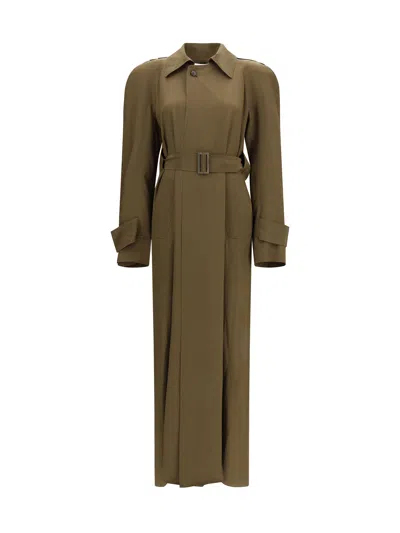 Petar Petrov Silk Trench Coat In Green