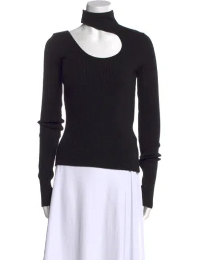 Pre-owned Petar Petrov Silk Turtleneck Sweatshirt In Black