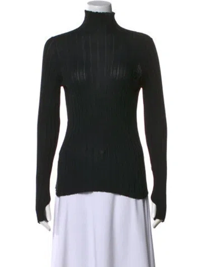 Pre-owned Petar Petrov Silk Turtleneck Top In Black