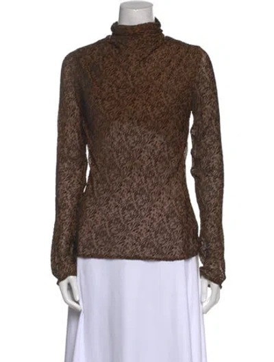 Pre-owned Petar Petrov Silk Turtleneck Top W/ Tags In Brown