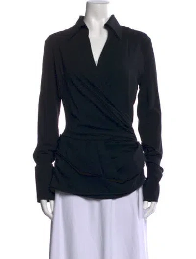 Pre-owned Petar Petrov Silk V-neck Blouse In Black