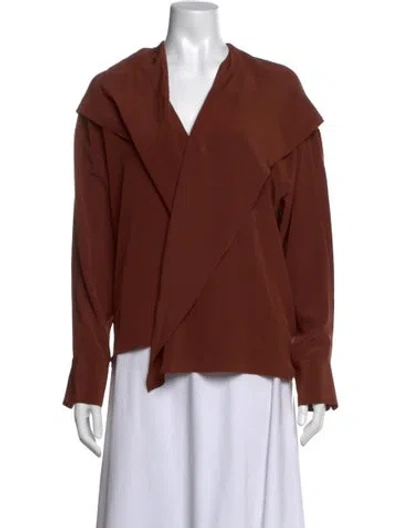 Pre-owned Petar Petrov Silk V-neck Blouse In Orange