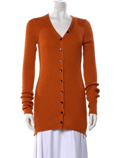 Pre-owned Petar Petrov Silk V-neck Button-up Top W/ Tags In Orange