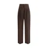 Petar Petrov Flowing High Waist Silk Trousers In Brown