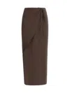 Petar Petrov Sophisticated Silk Midi Skirt With Asymmetric Hem In Brown