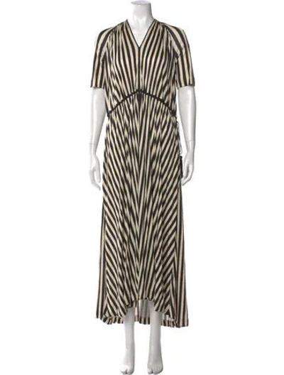Pre-owned Petar Petrov Striped Long Dress In Brown