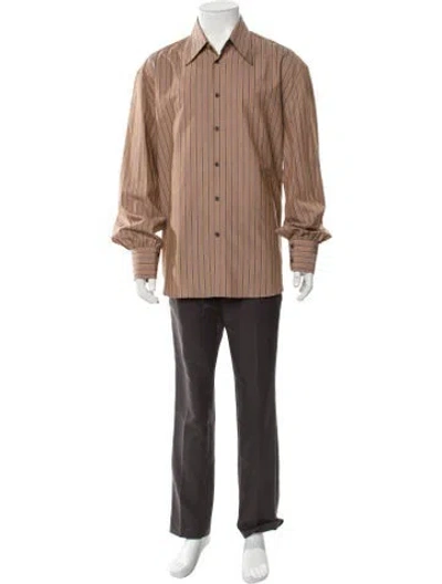Pre-owned Petar Petrov Striped Long Sleeve Tunic In Brown