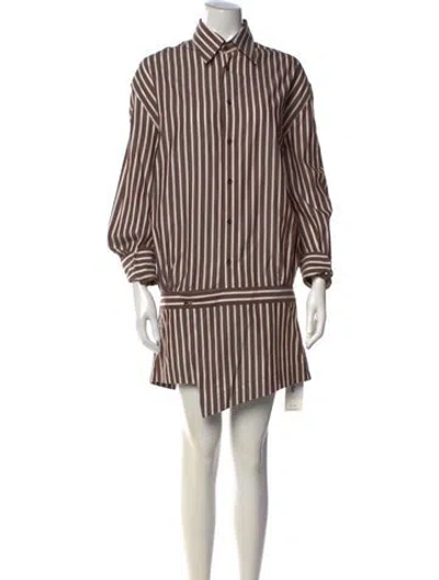 Pre-owned Petar Petrov Striped Mini Dress In Brown