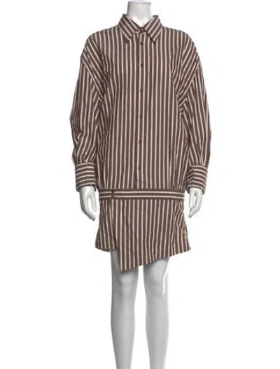 Pre-owned Petar Petrov Striped Mini Dress In Brown