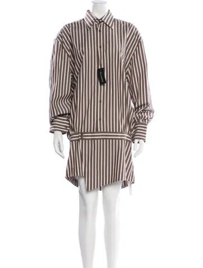Pre-owned Petar Petrov Striped Mini Dress W/ Tags In Brown