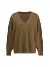 Petar Petrov Oversized Deep V-neck Sweater In Brown