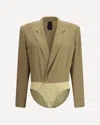 Petar Petrov Fitted Silk Blazer Bodysuit In Neutral