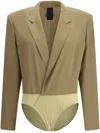 Petar Petrov Fitted Silk Blazer Bodysuit In Green