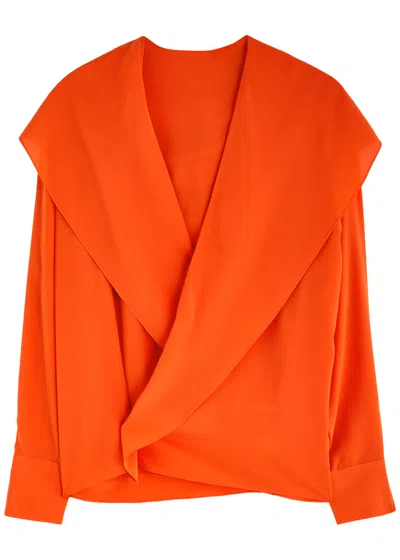 Petar Petrov The Soul Hooded Silk-chiffon Wrap Blouse In Red
