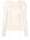 Petar Petrov Ribbed Lace-up Cashmere And Silk-blend Top In Neutrals