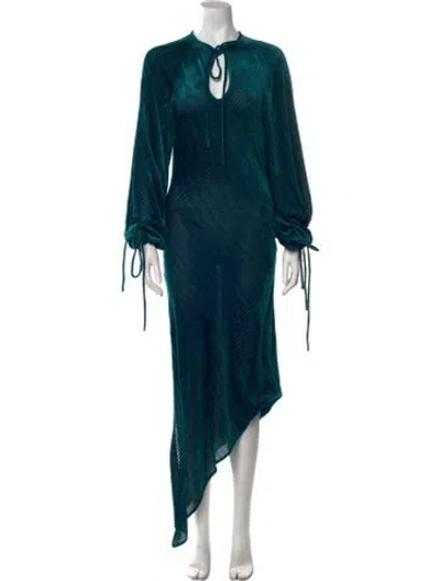 Pre-owned Petar Petrov Tie Neck Long Dress W/ Tags In Green