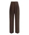 Petar Petrov Flowing High Waist Silk Trousers In Brown