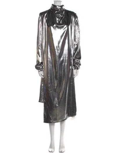Pre-owned Petar Petrov Velvet Long Dress In Metallic/silver