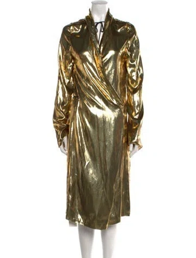 Pre-owned Petar Petrov Velvet Midi Length Dress W/ Tags In Gold/metallic