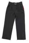 Petar Petrov Velvet Trim Straight Leg Pants In Black Wool In Black
