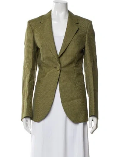 Pre-owned Petar Petrov Virgin Wool Houndstooth Print Blazer In Yellow