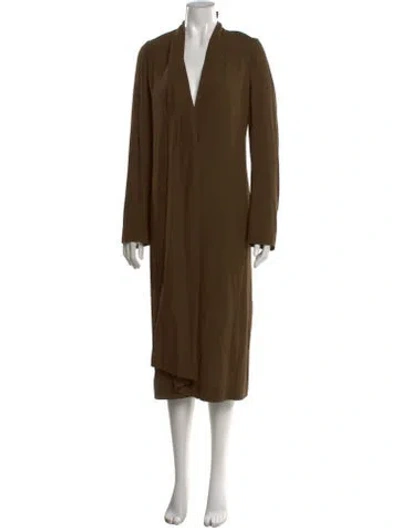Pre-owned Petar Petrov Virgin Wool Midi Length Dress In Brown