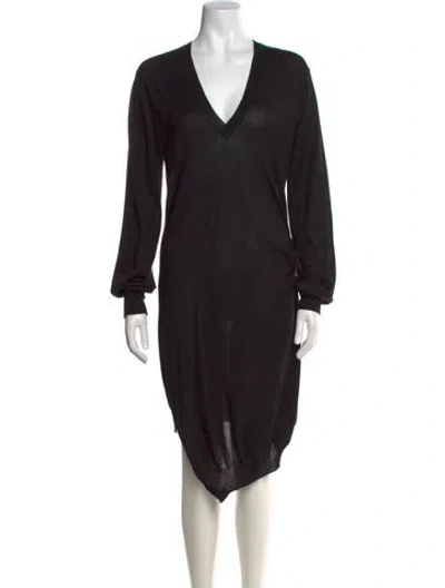 Pre-owned Petar Petrov V-neck Knee-length Dress In Black