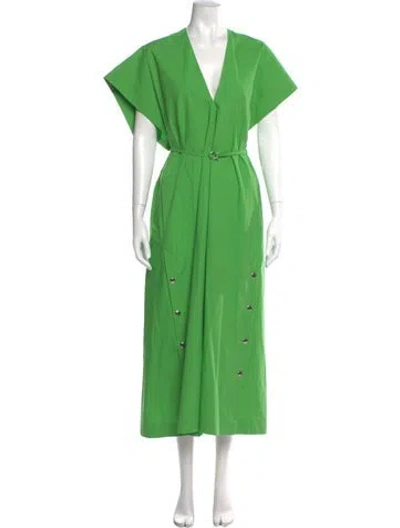 Pre-owned Petar Petrov V-neck Long Dress In Green