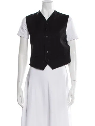 Pre-owned Petar Petrov V-neck Short Sleeve Crop Top In Black