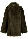 Petar Petrov Wild Is The Wind Shearling Coat In Green Dark