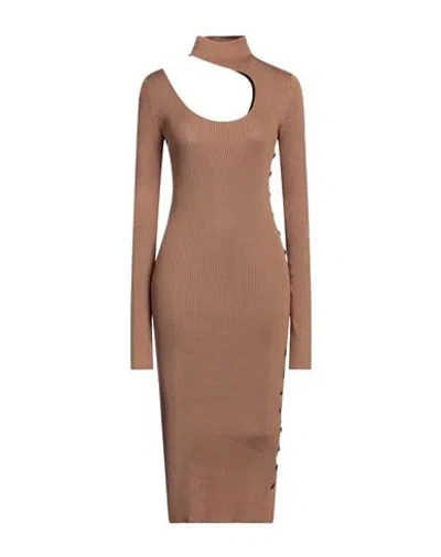 Petar Petrov Woman Midi Dress Camel Size 8 Silk In Beige
