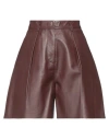 Petar Petrov Woman Shorts & Bermuda Shorts Brown Size 38 Lambskin In Brown